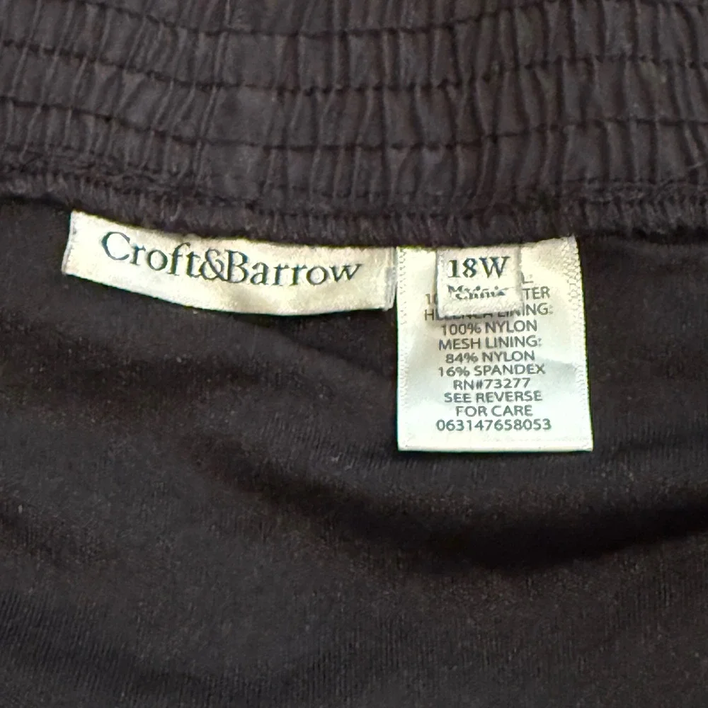 Croft & Barrow Lined Black Swim Shorts. Women Sz 18W, Waist 40